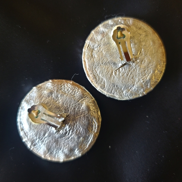 Beautiful Evening Rhinestone Clip Earrings Silver Leather Gold 🌟 Star🌟 - Picture 3 of 3